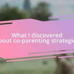 What I discovered about co-parenting strategies