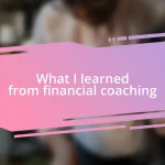 What I learned from financial coaching